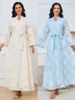 MT059 Европейский Jacquard Абаи: арабское мужское одеяние в элегантном национальном стиле
