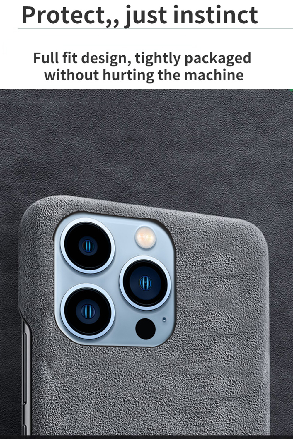Ốp lưng da lộn cho iPhone 13 Pro, 12 Pro Max, 11, 14 – vỏ bảo vệ mềm mại, chống sốc — Màu đen, Màu cam, Màu xanh lá, Màu xanh đậm chi tiết 7