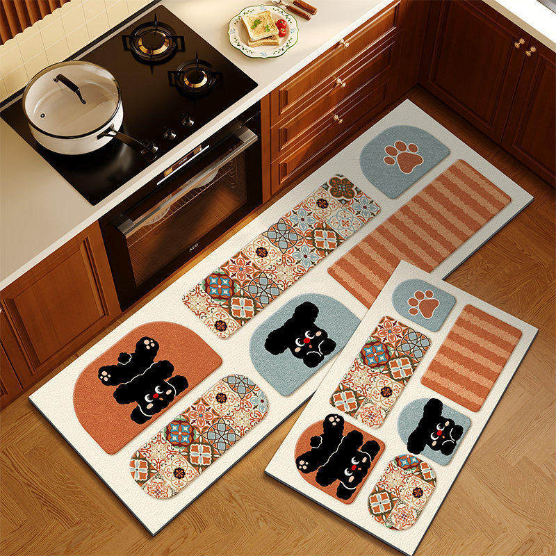 American retro cocina alfombra de suelo de absorción de agua alfombra de suelo de puerta de aceite dos piezas conjuntos de alfombra antideslizante resistente al desgaste fácil de cuidar