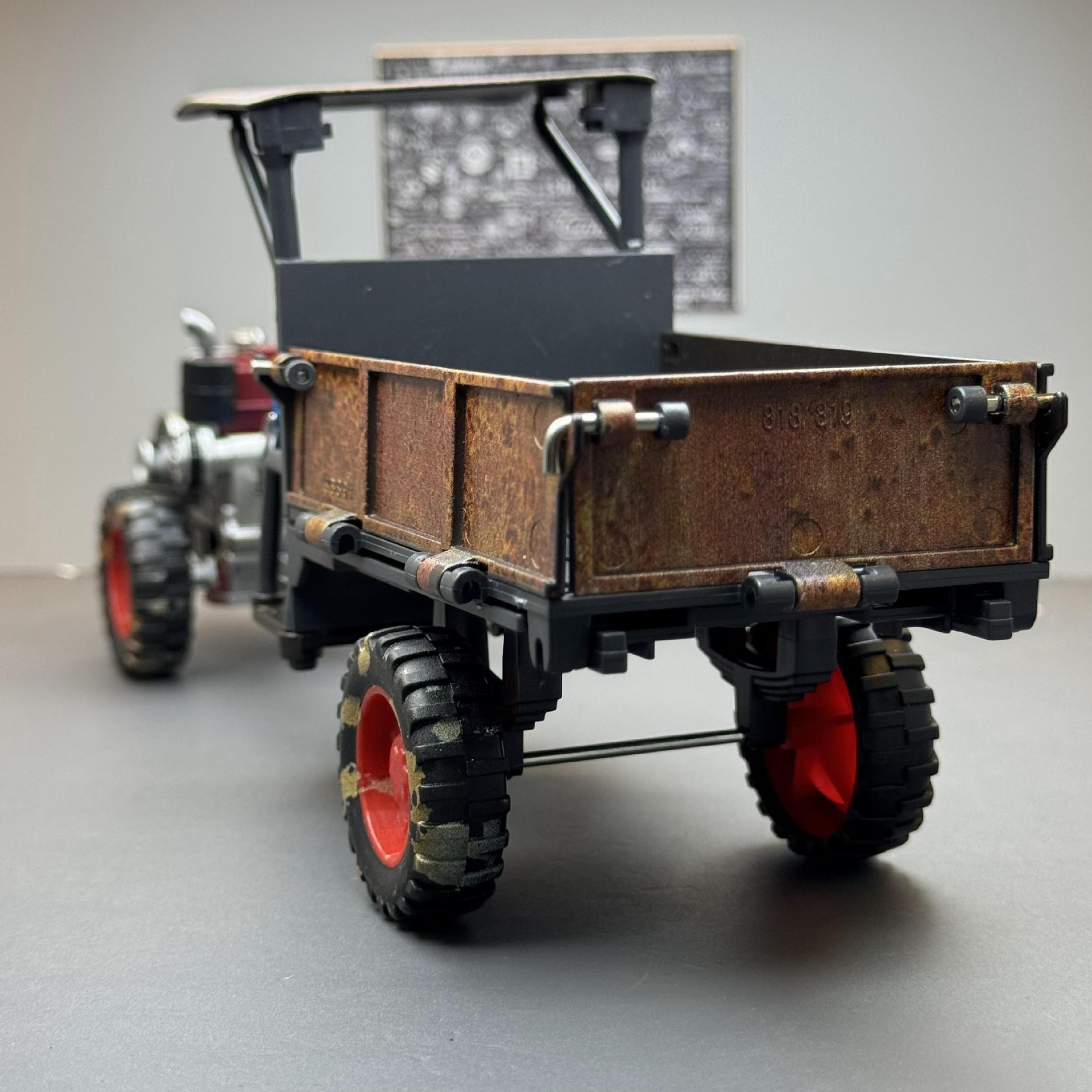 Modelo de coche de aleación 1:24 retro caminando tractor con sonido y luz deslizante coche de juguete para niños modelo de música adornos