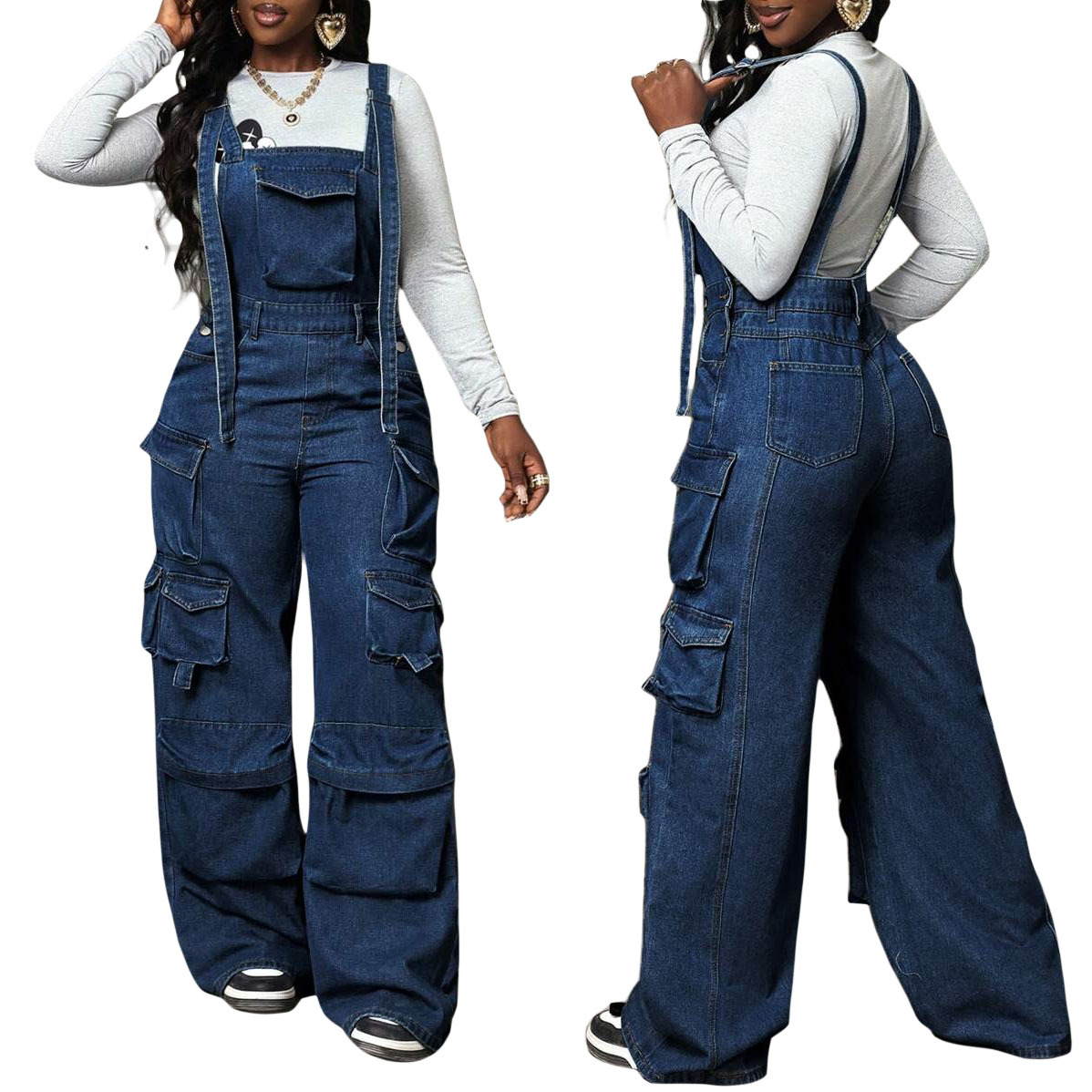 Women's Clothing Versatile Wide Leg Denim Jumpsuit Women's Work Pants Style Overalls For Formal & Casual For Women_ecoleips.com