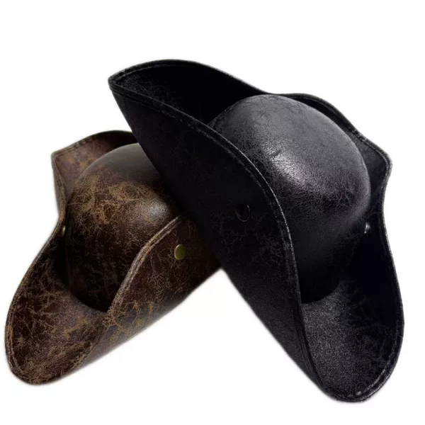 Halloween imitation leather pirate hat coplay masquerade props dress up Caribbean pirate hat triangle hat