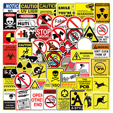跨境50张warning涂鸦贴纸电脑行李箱防水装饰贴画儿童DIY手账贴纸