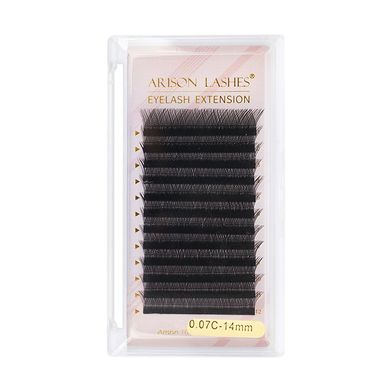 Arisonlashes наращенные плотно 0.07yy черные двойные -волосые кончики матовые сетчатые -формы фоксик ресницы