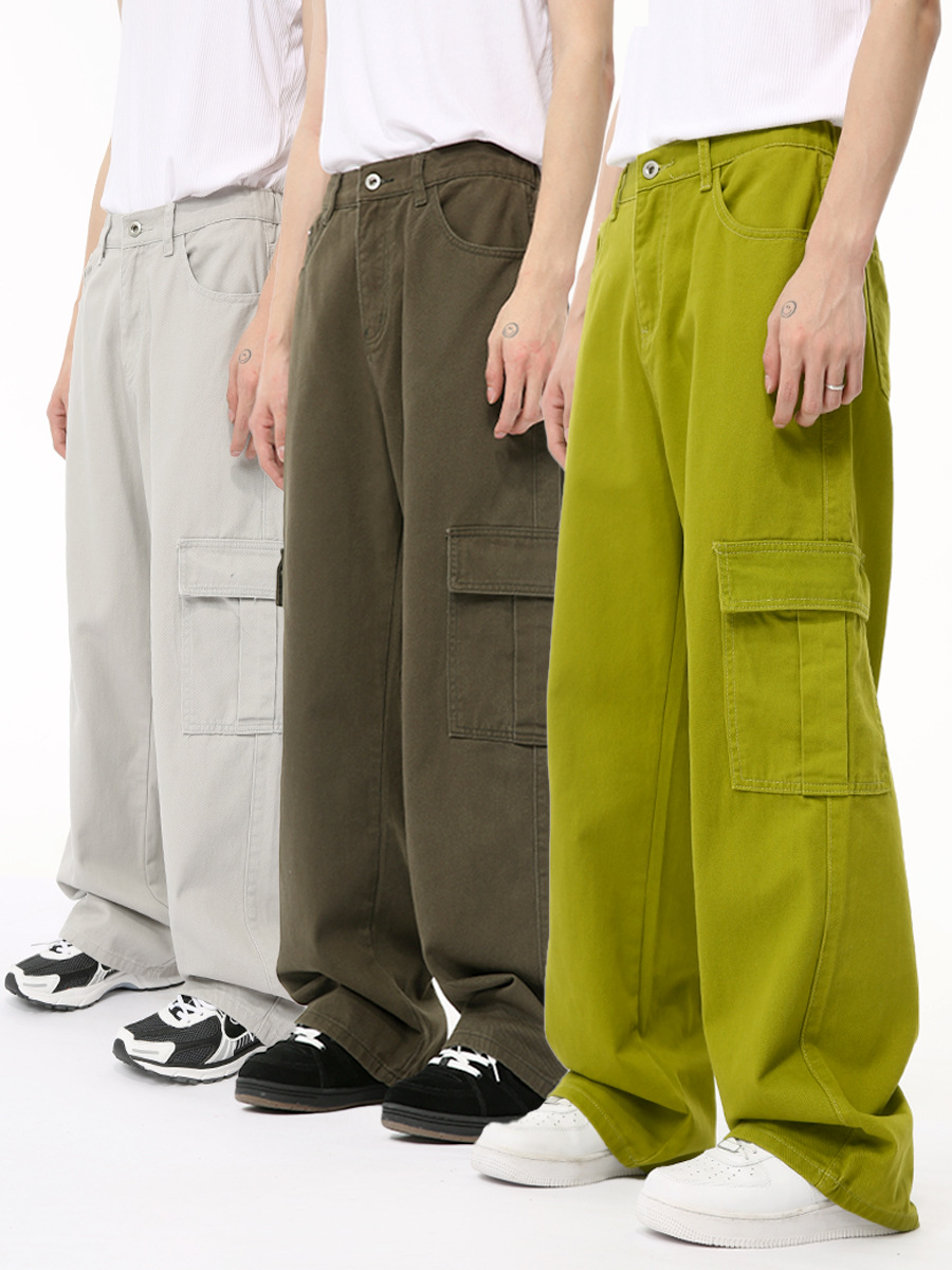 MTLCLOTHES Hombres| Color sólido simple retro americano bolsillo trasero vaqueros elásticos de cintura universal moda