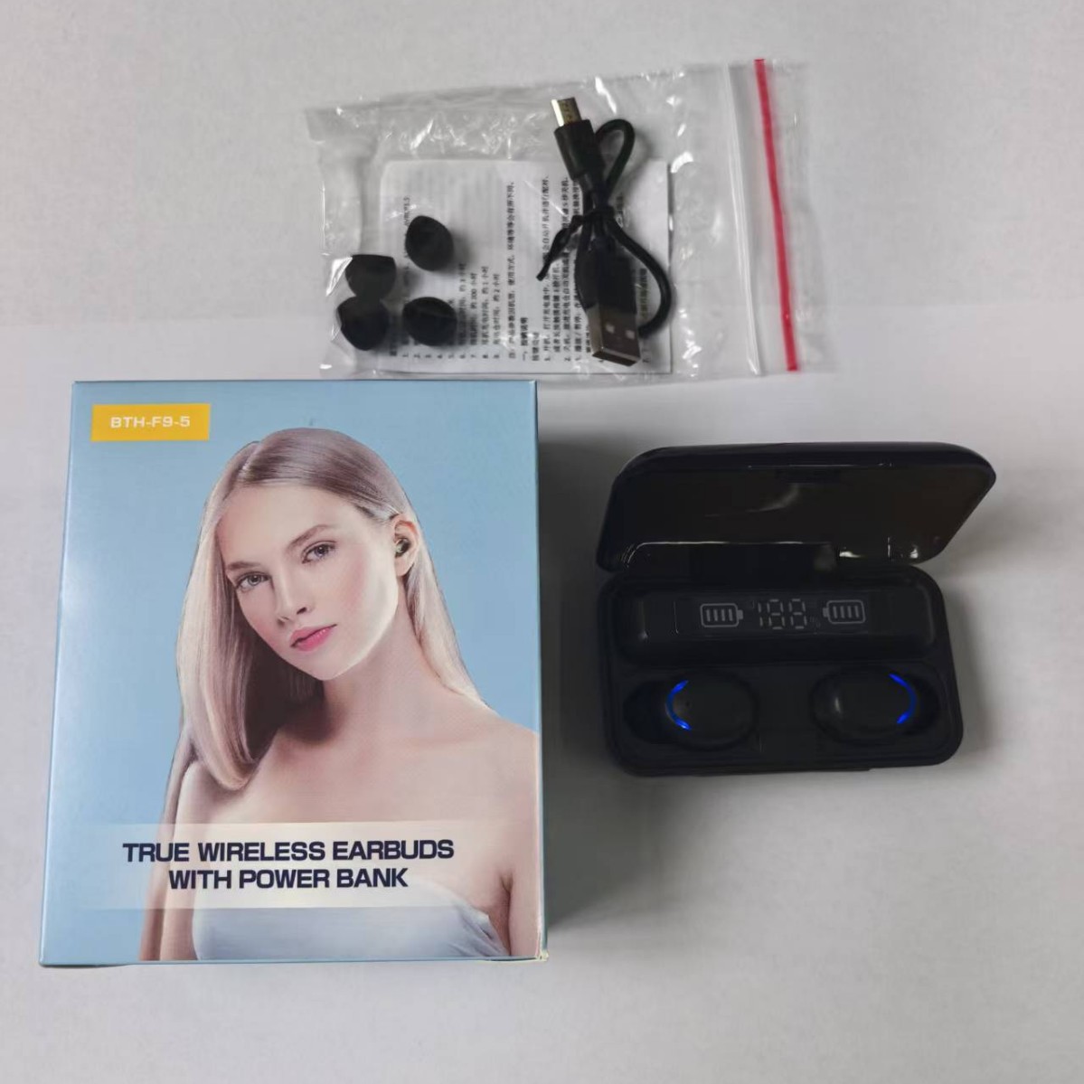 Auriculares Bluetooth F9-5c Pantalla digital binaural Auriculares inalámbricos Bluetooth TWS binaural Mini estéreo para juegos