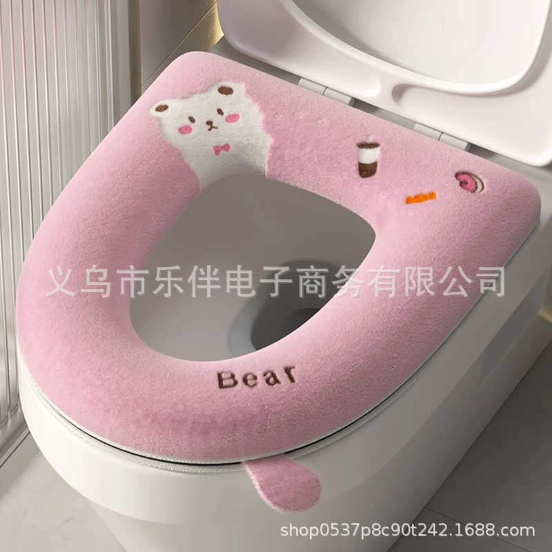 Подушка сиденья для унитаза Бытовая Four Seasons универсальная Водонепроницаемая мультяшная подушка для унитаза зимняя крышка для унитаза на молнии крышка для унитаза оптом