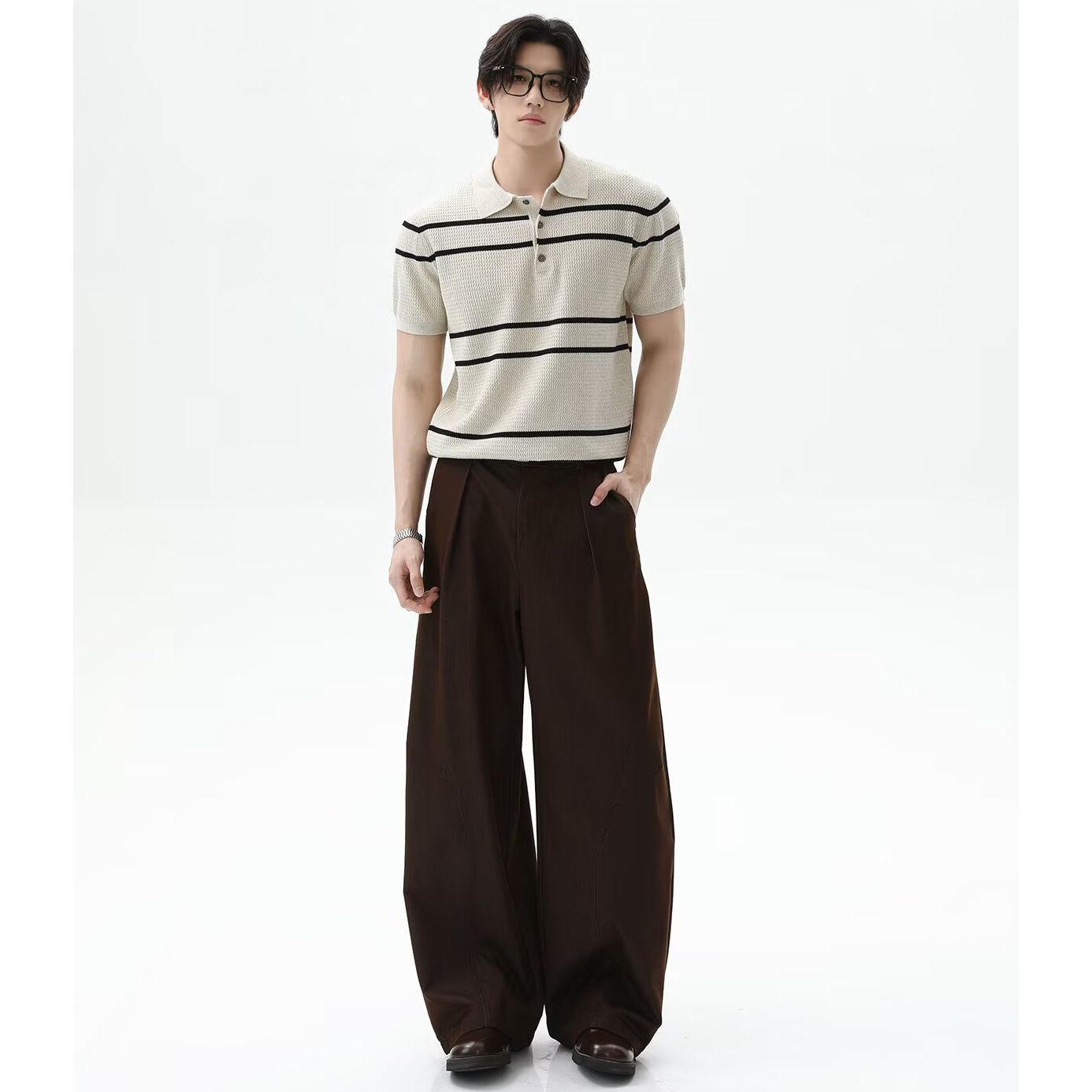 Camisas de polo de manga corta de estilo antiguo, camisetas de punto de hombre, camisetas de negocios de verano a rayas, fábrica al por mayor.