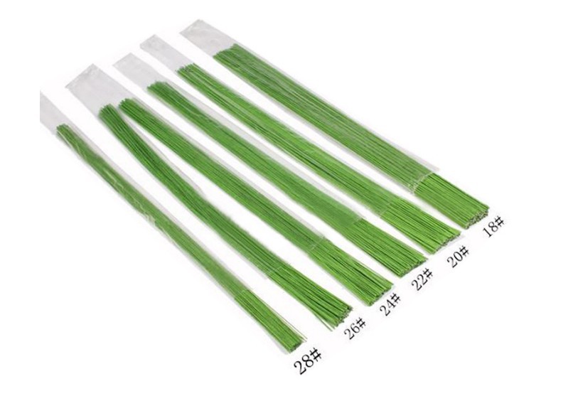 N ° 2 Alambre de hierro recubierto de plástico 40cm Flor de alambre floral varilla de alambre de hierro verde
