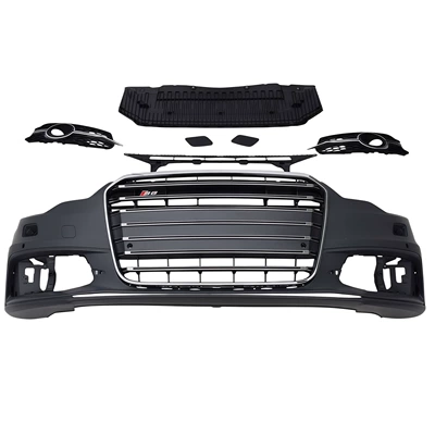 12-15 models suitable for Audi A6 color change and upgrade to S6 style, including front bumper, large front grille, and front bumper assembly (Big Surrounded) - 12-15-s6-front-bumper-set