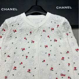 秀场同款 26春~重工玫瑰刺绣绞花针织开衫女高级感绣花外套现货发