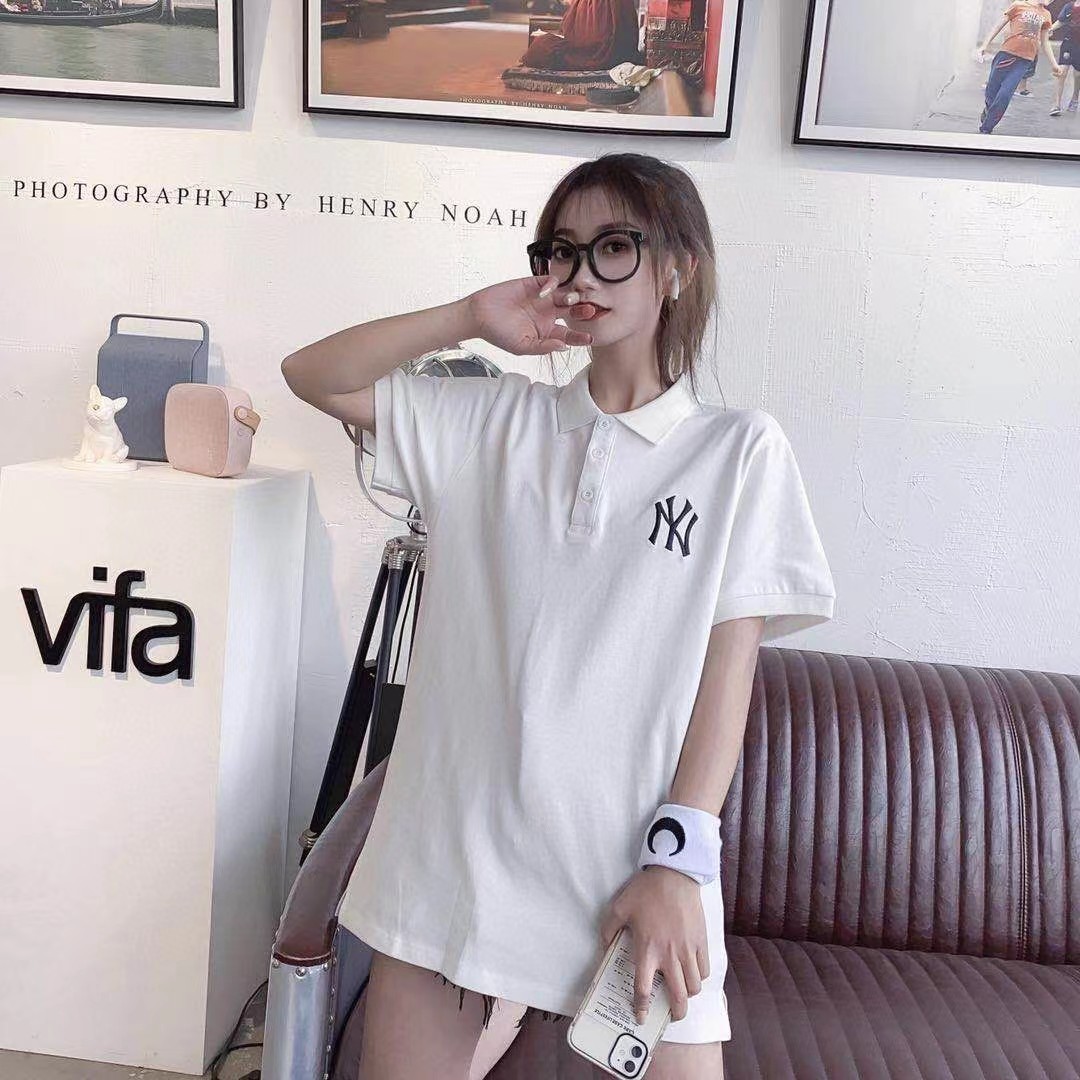 MlB Yankees Classic Series Chest Large Logo Couple Polo Shirt Short-sleeved Sports Casual Loose All-match