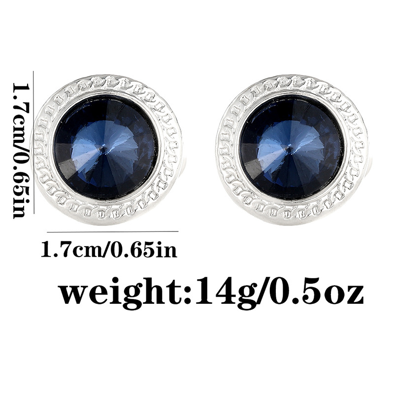 Gemelli da polso rotondi oro con zircone per camicia da uomo_voghion.com