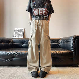 美式高街设计感小众工装裤子男女2025新款宽松直筒阔腿休闲牛仔裤
