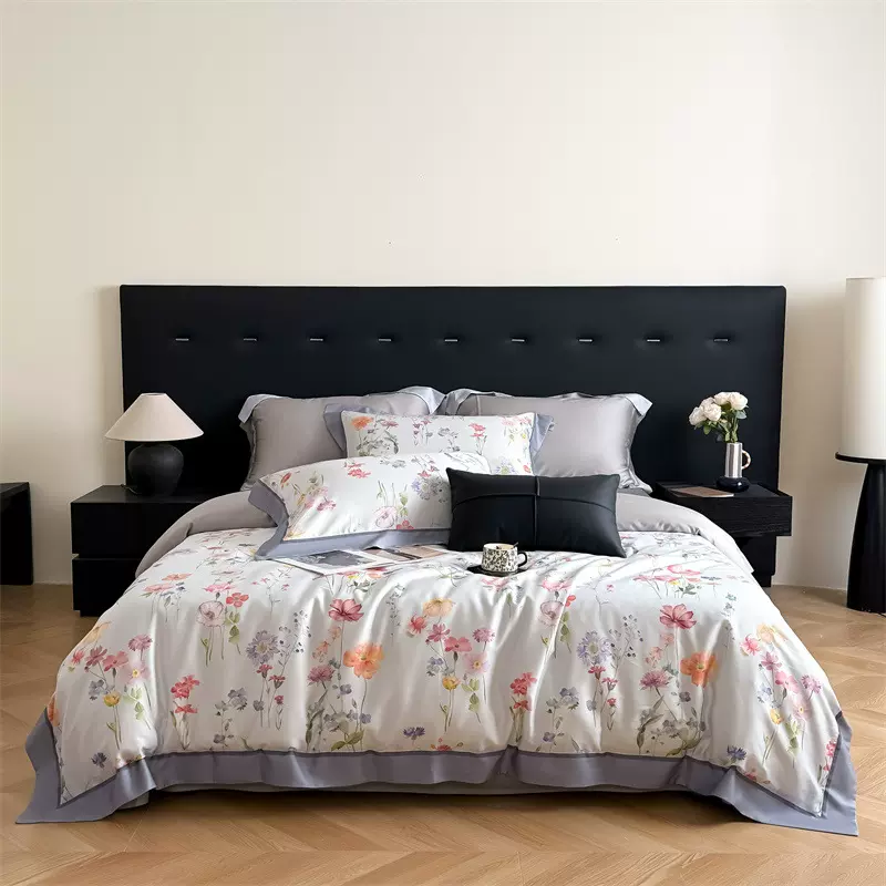 高端天丝棉四件套床单被套被罩春夏季莱赛尔棉单双人床上用品1.8m