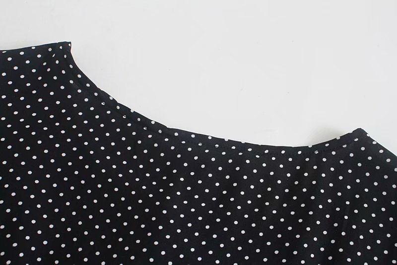 polka dot hollow short-sleeved split dress NSAM40541