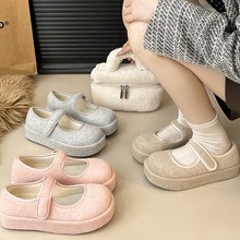 时尚休闲百搭单鞋女2024年春秋季新款魔术贴浅口平底透气豆豆鞋女