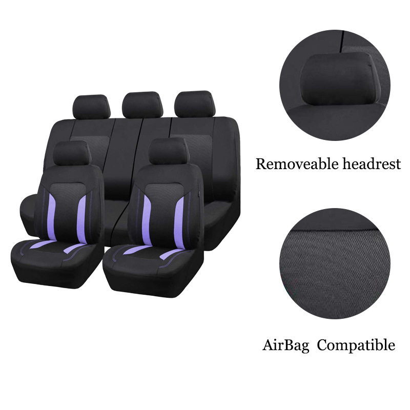 All-season universal car seat covers, fabric with double waistline, 9-piece set for five-seater, bestseller on cross-border Amazon, Wish, and AliExpress