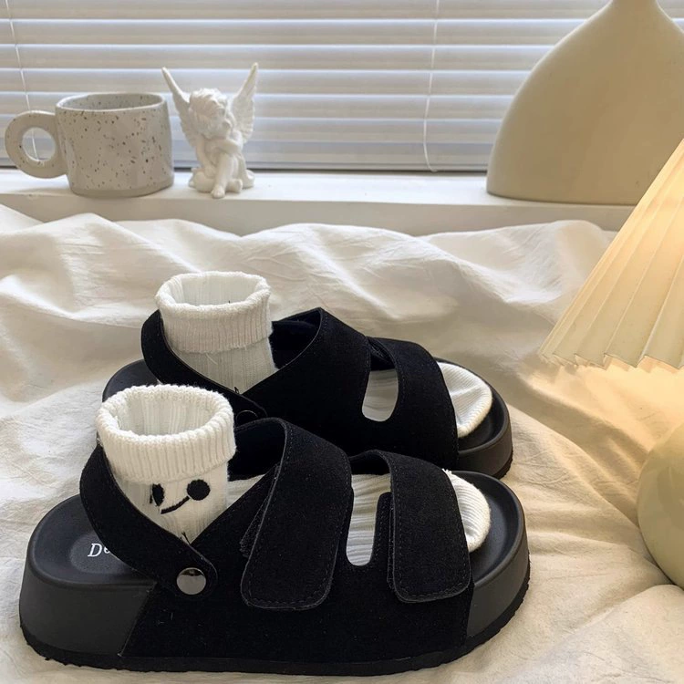 2025 новые летние туфли Birkenstock для женщин, ретро повседневные тапочки на толстой подошве для верхней одежды, сандалии с липучкой в лесном стиле.