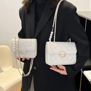 2026纯色菱格链条新款PU时尚女包迷你潮流女休闲潮女大小号小方包
