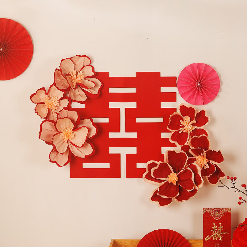 Diseño de la casa de bodas flor de arrugado tridimensional decoración de papel flor de nueva casa cabezal de cama dormitorio pared de fondo suministros de boda