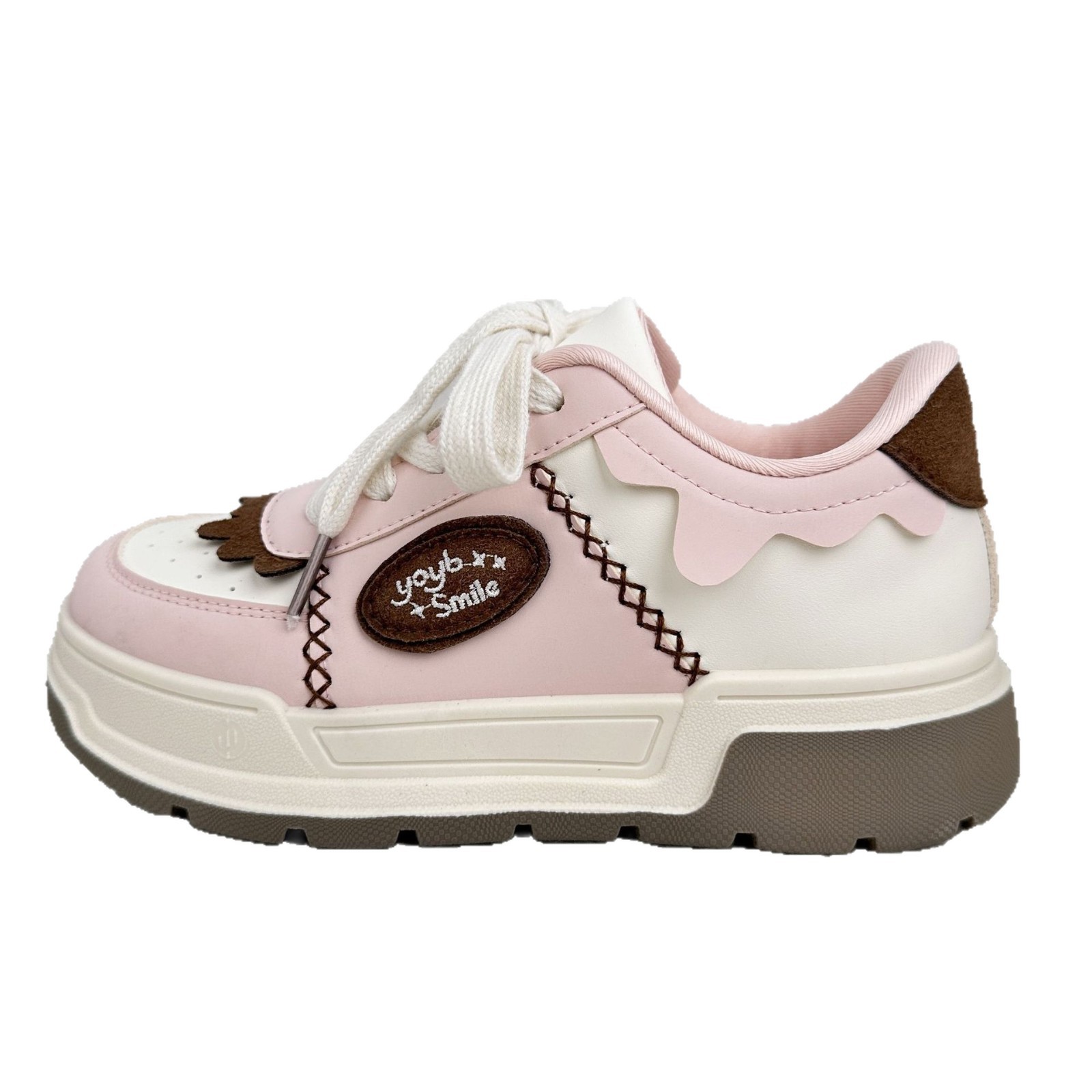 Zapatos de suela gruesa de larga onda para mujeres 2025 verano nuevo dulce estilo de estilo de escuela zapatos de skate casuales pequeños zapatos blancos