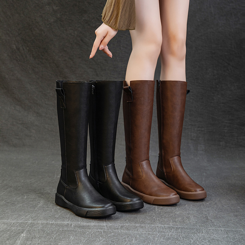 Long Boots for Women 2025 New Thick-Soled Autumn and Winter Flat-Soled Side Zipper Long Boots Women's Fashion Boots Long Boots for Women 2025 New Thick-Soled Autumn and Winter Flat-Soled Side Zipper Long Boots Women's Fashion Boots