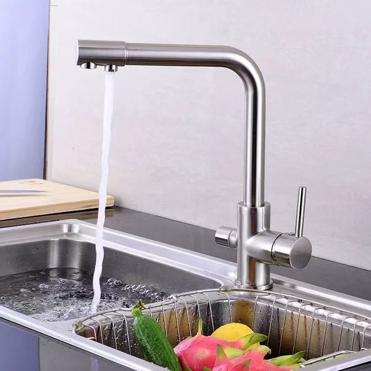 Grifo de Cocina con Purificador de Agua 3 en 1, Aleación de Zinc, Giratorio, para Cocina