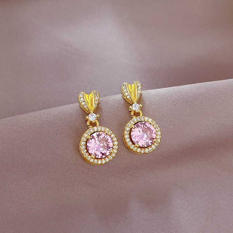 【钛钢】爱心圆形项链耳环套装轻奢微镶个性气质宴会耳饰项饰组合详情8