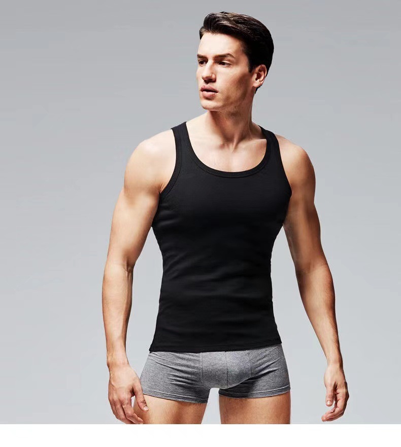 Chaleco de algodón de los hombres de verano Chaleco de hombres jóvenes de mediana edad más el tamaño de los hombres de cuello redondo Chaleco de fondo Suelto