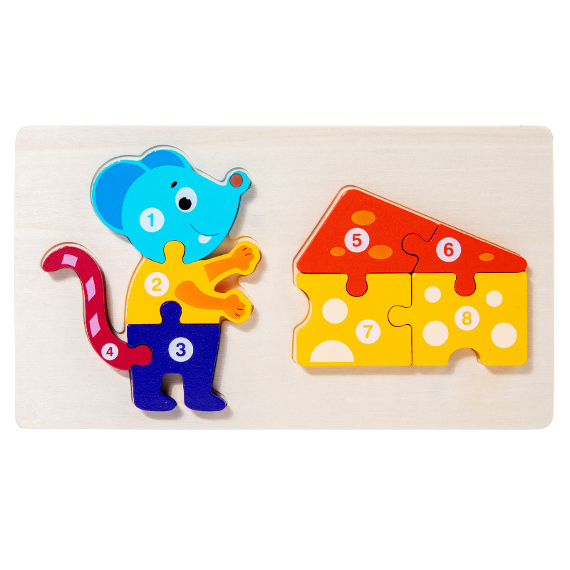 Juego de educación temprana juguetes niños montessori enseñanza rompecabezas alimentos cadena rompecabezas animal cognición bebé rompecabezas