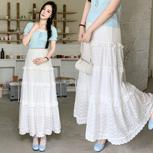Pregnant Women's Non-supporting Long Skirt New Casual Style Summer New A- line Fashion Skirt Mid-length Umbrella Skirt Pleated Skirt
