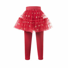 春季新款裙褲假兩件女童加絨加厚褲子兒童網紗裙女孩打底褲tutu裙