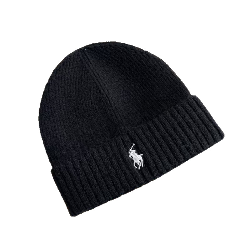 Factory Direct Sales Embroidered Knitted Hat Versatile Woolen Hat Adult Autumn and Winter Sheep Velvet Men and Women Warm Ear Protection Horse Riding Label