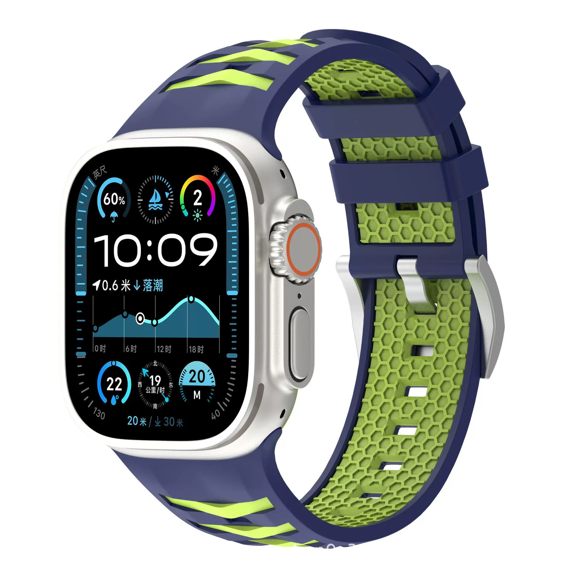 Применимо к высококачественному силиконовому ремешку Apple watch из нержавеющей стали с серебряной пряжкой SE Ultra2 поколения AppleWatch 78910