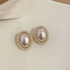 Elite earrings from pearl, silver needle, city style, high-quality style, simple and elegant design, internet celebrity, silver 925 sample, wholesale