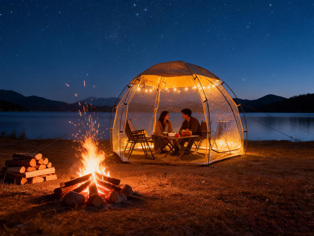 Outdoor Camping Starry Sky Transparent Tent Portable Family Mobile Sunroom Pvc Hemispherical Winter Insulation Tent