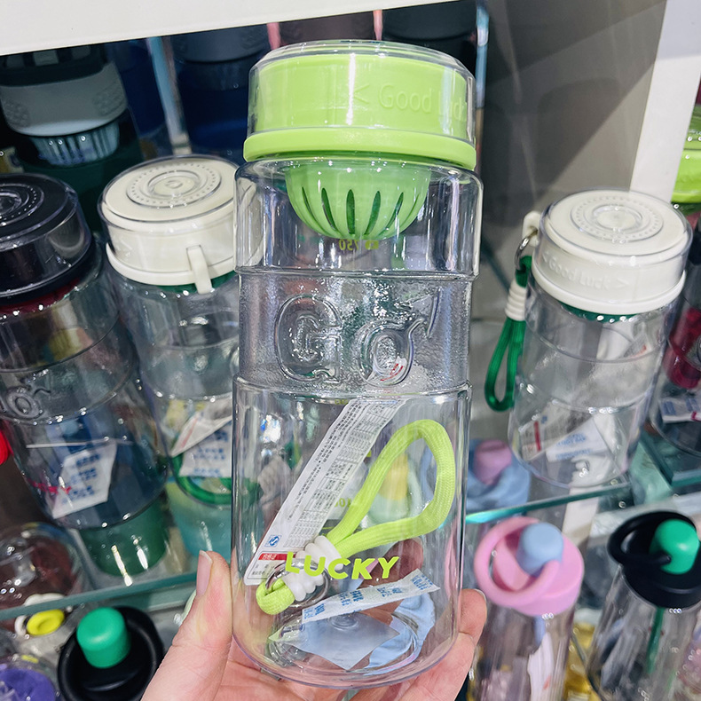 Baojia nueva taza de plástico de bambú estudiantes taza de té portátil al aire libre taza deportiva con tabique de té para hombres y mujeres