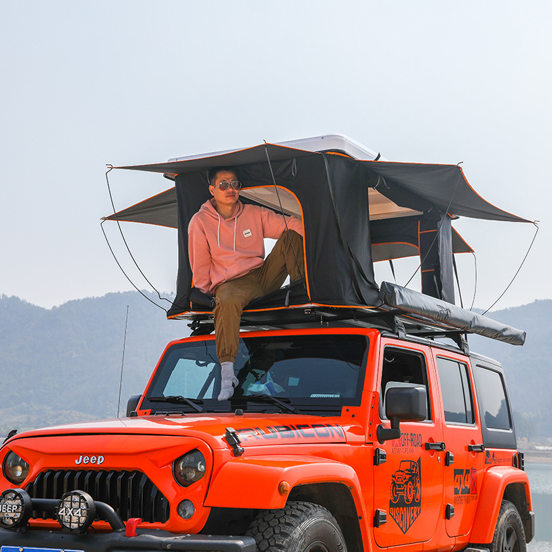 Car Tent Roof Aluminum Alloy Hard Shell Abs Outdoor Camping Self-Driving Travel Rainproof Sun Protection Black Glue Car Tent