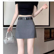 a字修身高腰西装新款款一步2025小个子半身裙女包臀短裙春秋灰色