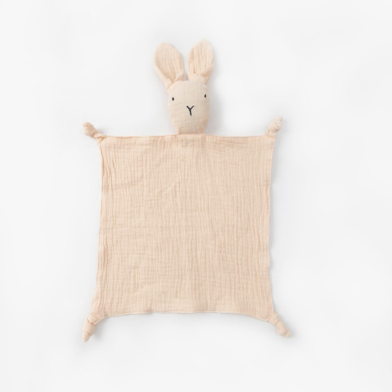 Bebé gasa de algodón toalla calmante bebé dormir muñeca conejo calmante pañuelo calmante juguete conejo transfronterizo