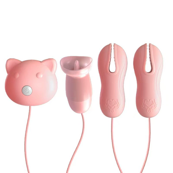 Breast clip and tongue licking vibrator [rechargeable version]