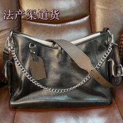 元工場ルート商品ロバ家carryall中号オイルワックス羊皮黒武士トランペットレジ袋斜め掛けバッグ