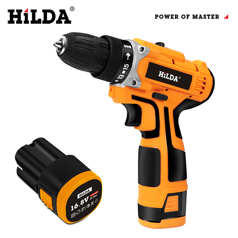 HiLDA/HiLDA destornillador eléctrico recargable batería de litio linterna taladro impacto taladro 12V16.8V21V