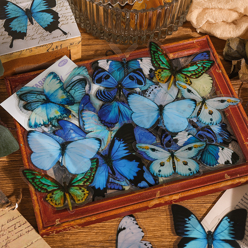 Museo Natural serie mano cuenta pegatinas bolsa vintage planta flor pegatinas mascota impermeable Flor Mariposa pegatinas