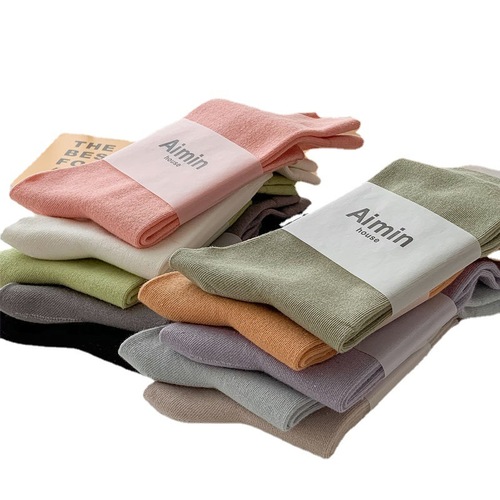 Xiaohongshu Socks Women's Spring and Autumn New Product Pile Socks Pure Cotton White Mid-Tube Socks Women's Long Socks Four Seasons Confinement Socks