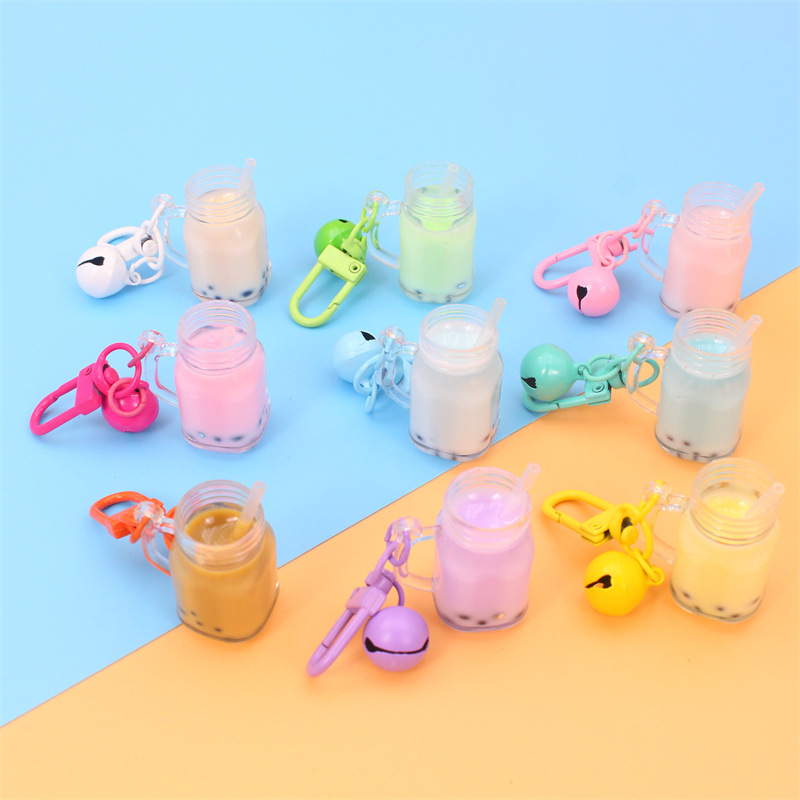 Pearl Milk Tea straw Cup keychain pendant juice cup keychain backpack ornaments milk tea shop opening small gift