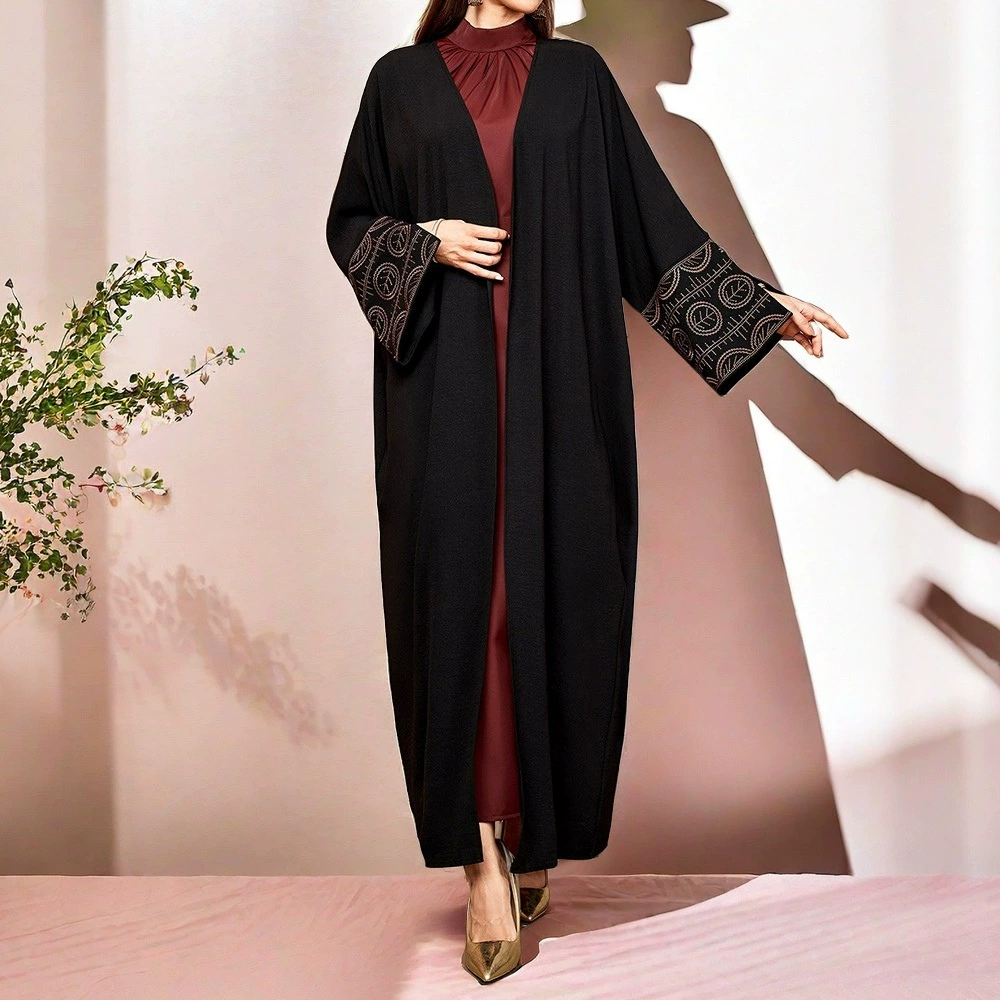 Мусульманский женский кардиган для трансграничной торговли, элегантный вышитый халат, Дубай, свободная куртка, абайя, собственная торговая марка