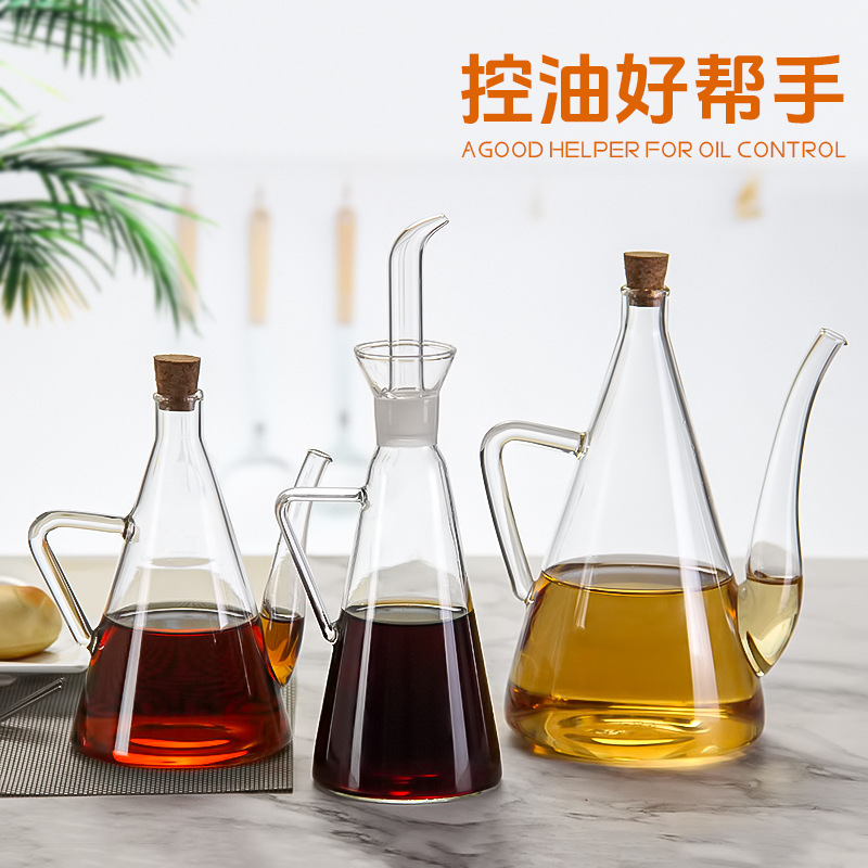 玻璃油壶厨房帮手储物瓶罐油瓶调料瓶橄榄油香油瓶高硼硅玻璃油壶