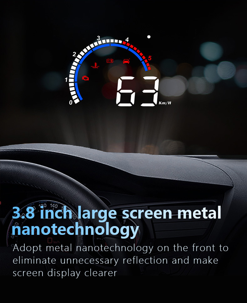 Hud Head-Up Display Obd Car Modification High-Definition Floating Projector with Built-In Sunshade Car Speedometer